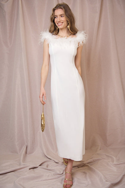 Rixo Winslett Ivory Feather Dress