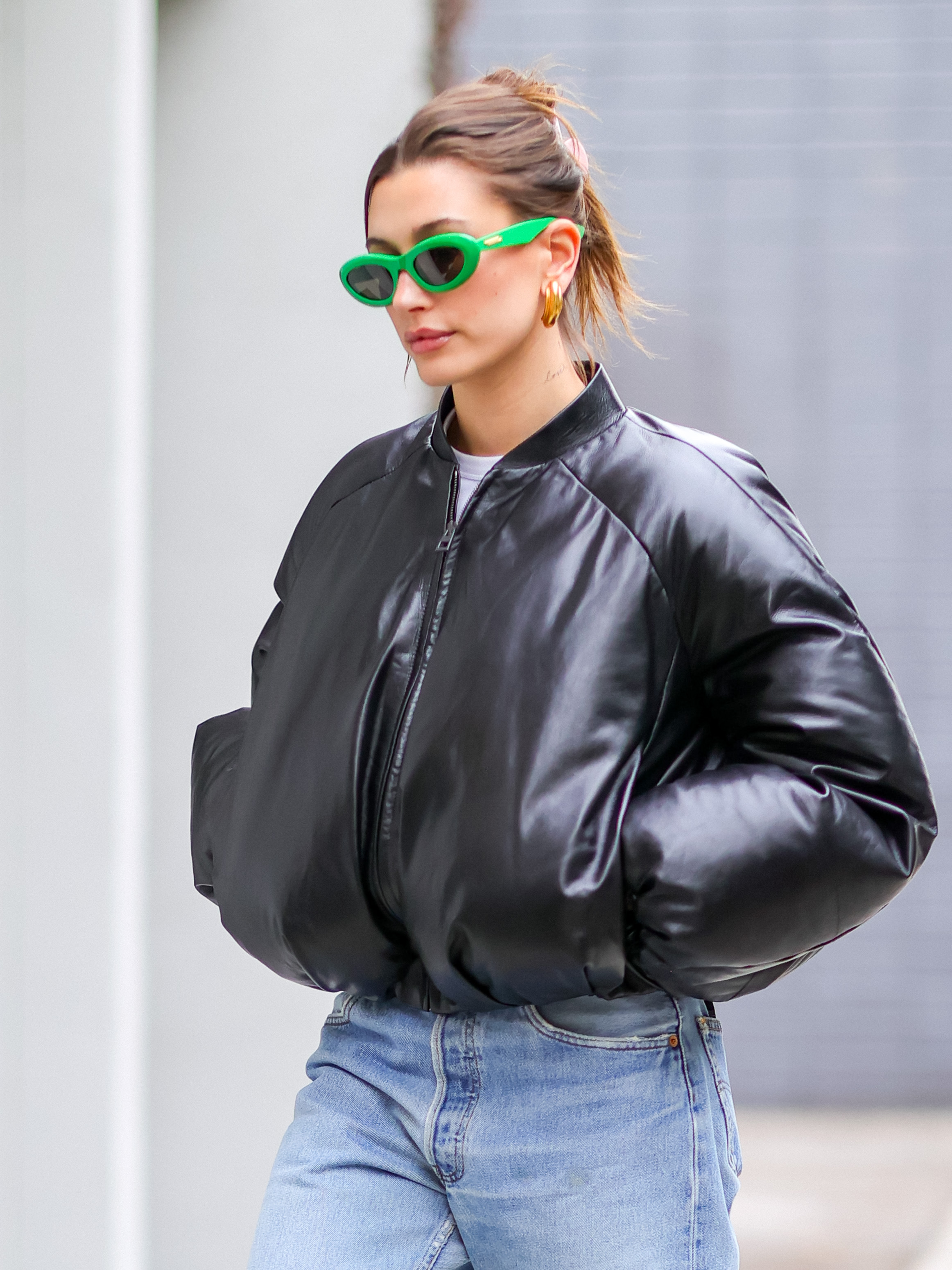Hailey Bieber Keeps Wearing Loewe's Trending Bomber Jacket | Who What ...