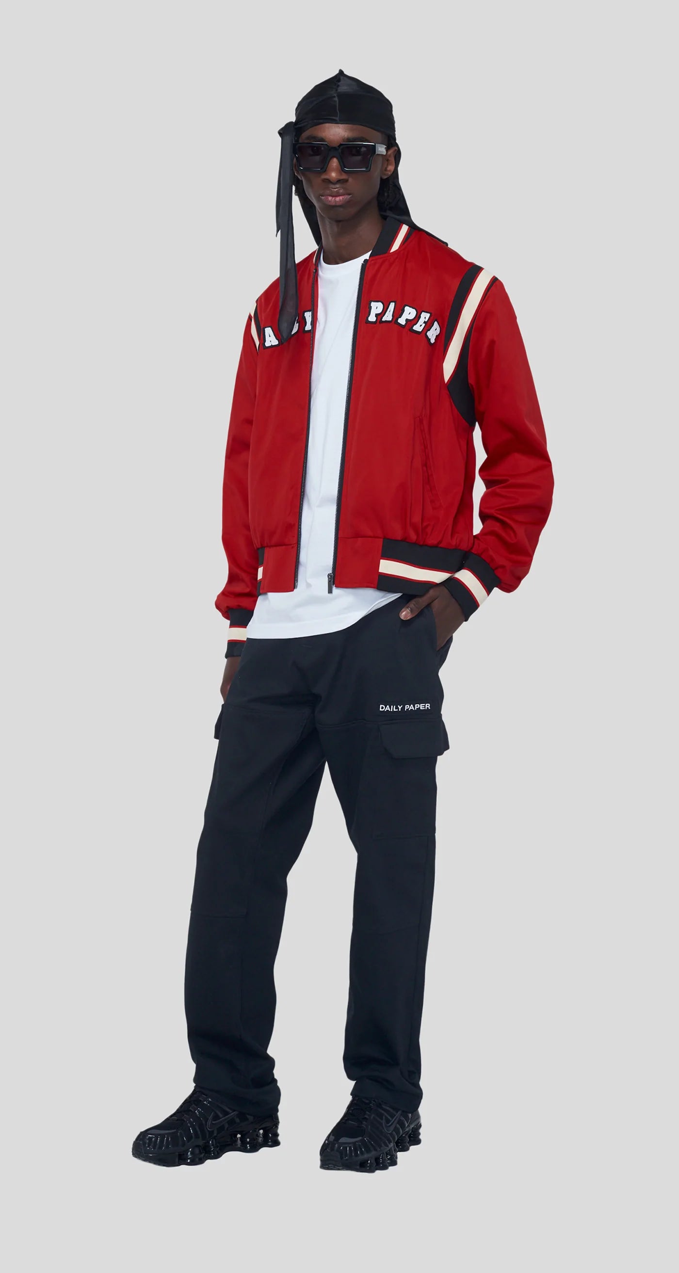 Red and White Louis Vuitton Dreaming Pop Smoke Varsity Jacket