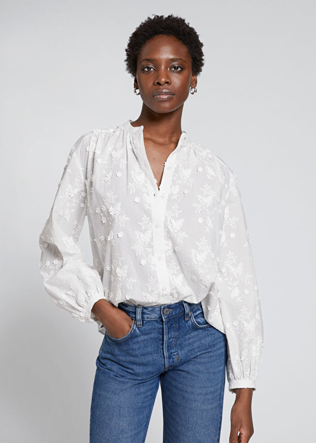 & Other Stories Voluminous Stand Collar Blouse