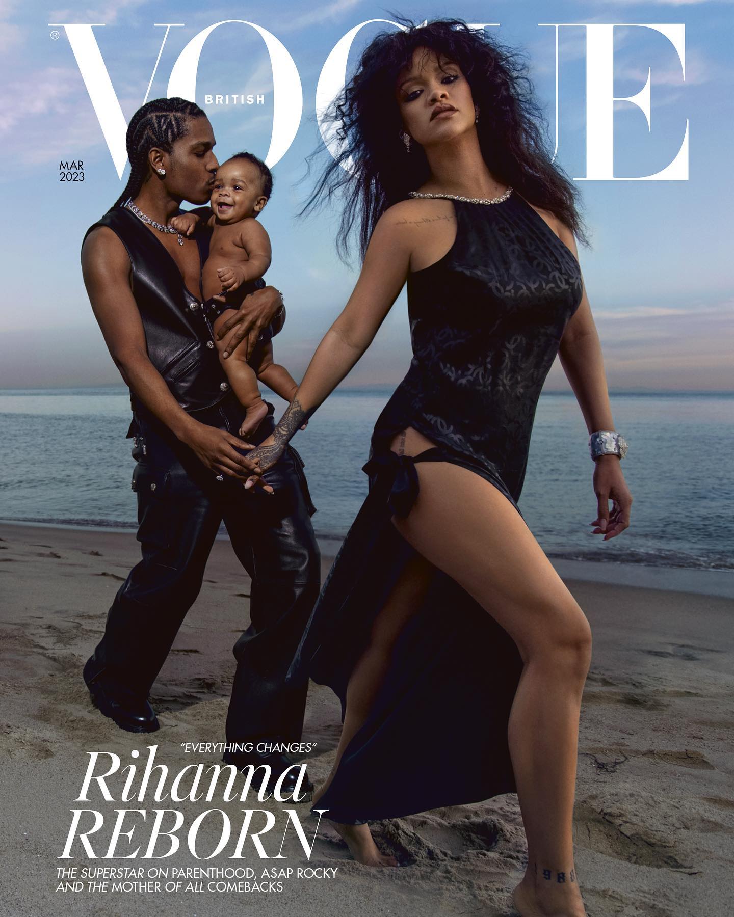 rihanna's son photos with asap rocky british vogue cover march 2023