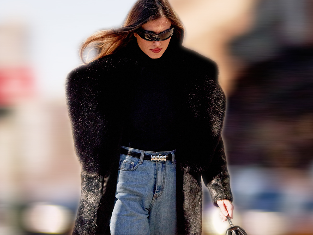 Jeans Khaite Belt Fur Coat NYFW Street Style