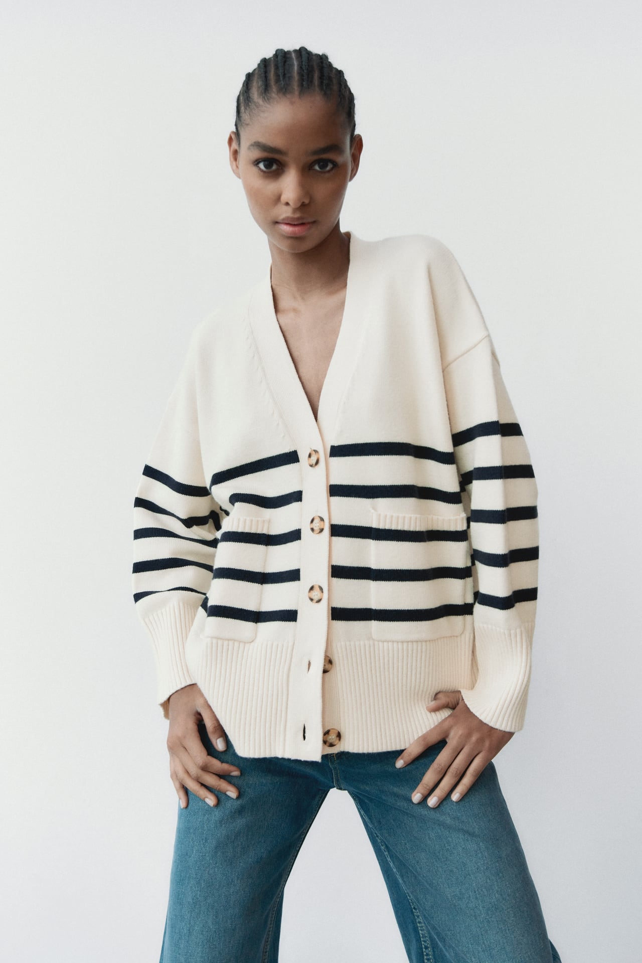 Zara Striped Knit Cardigan