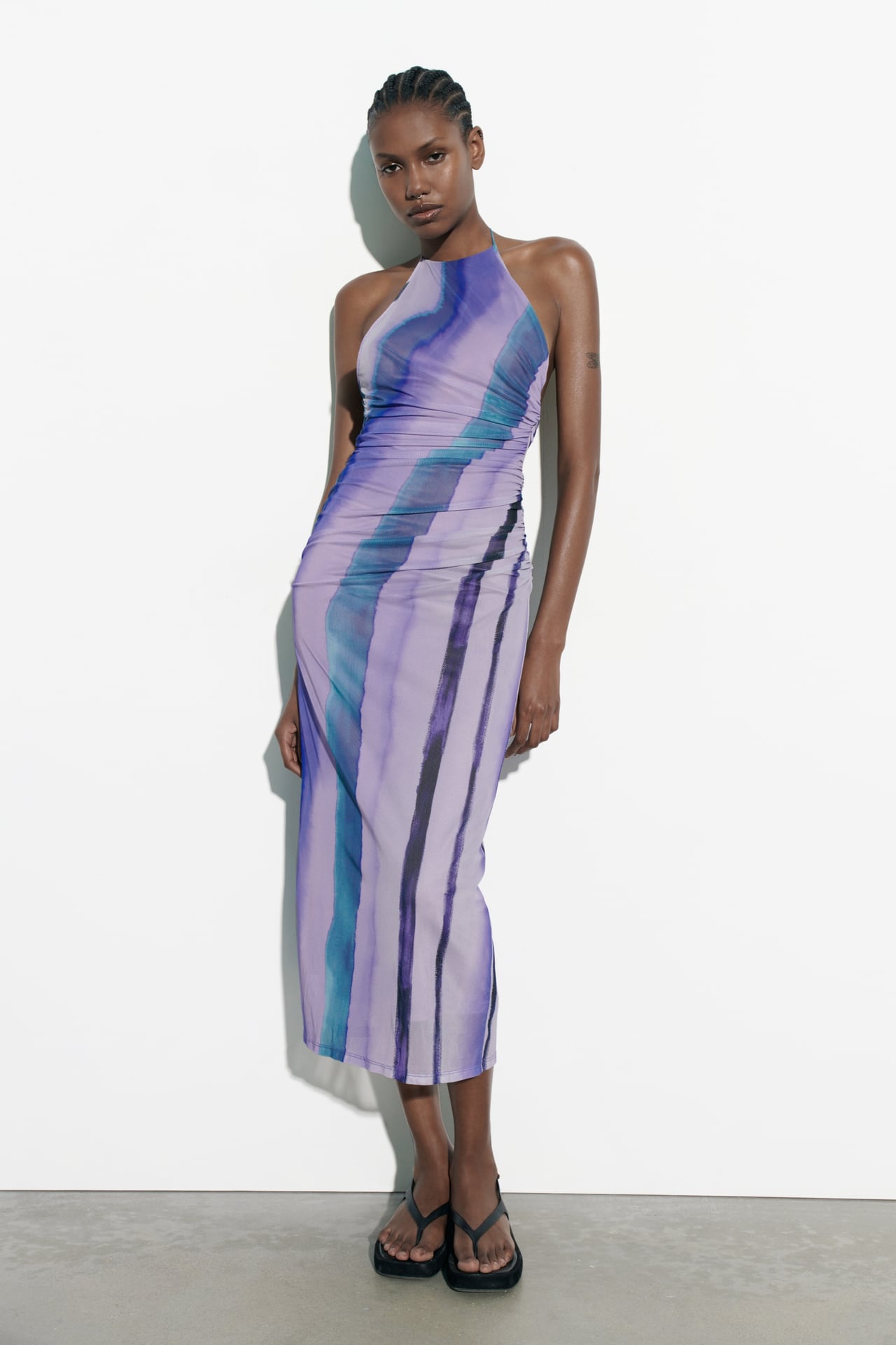 Zara Printed Tulle Midi Dress