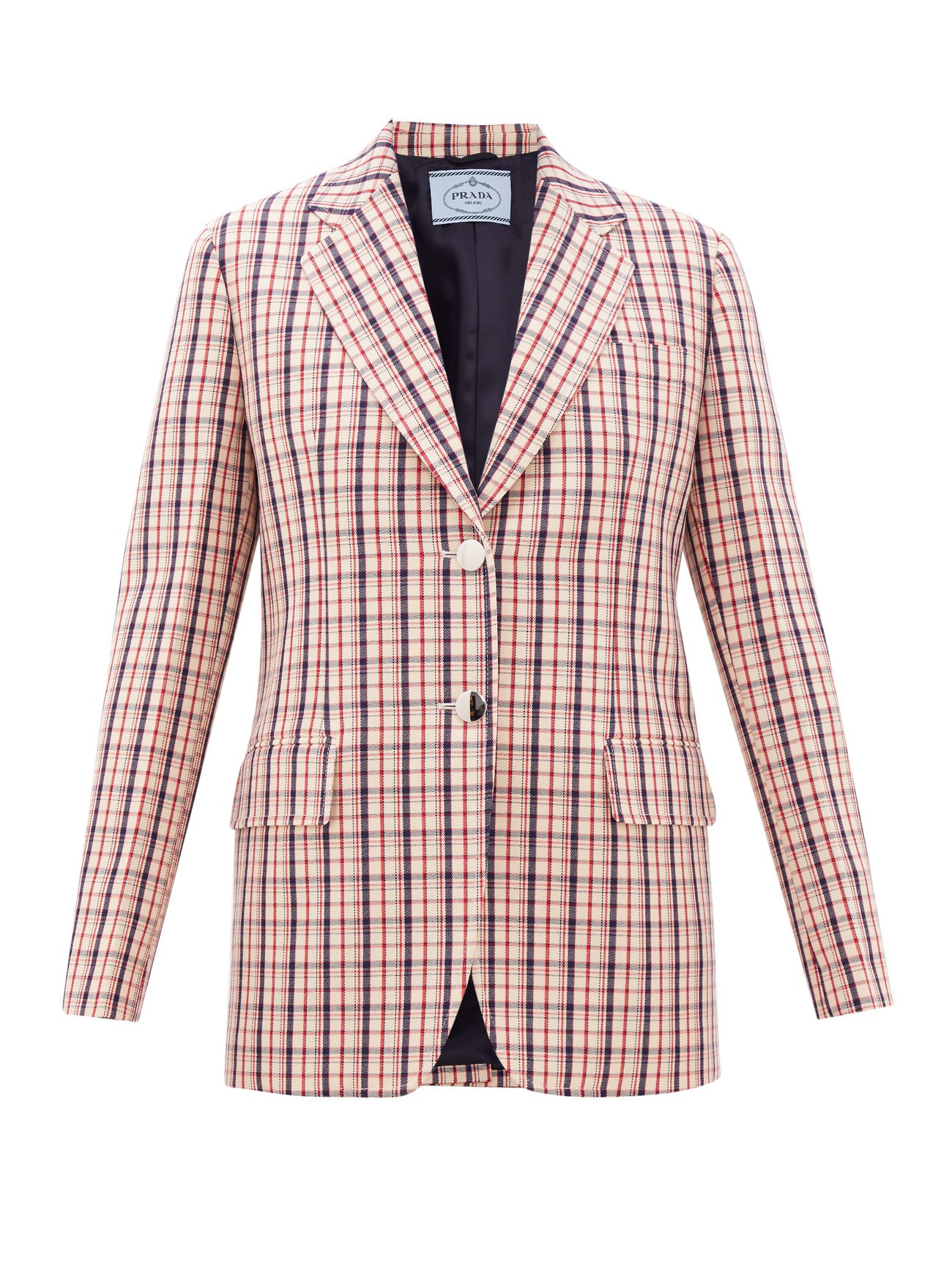 Prada Single-Breasted Checked Wool-Twill Jacket