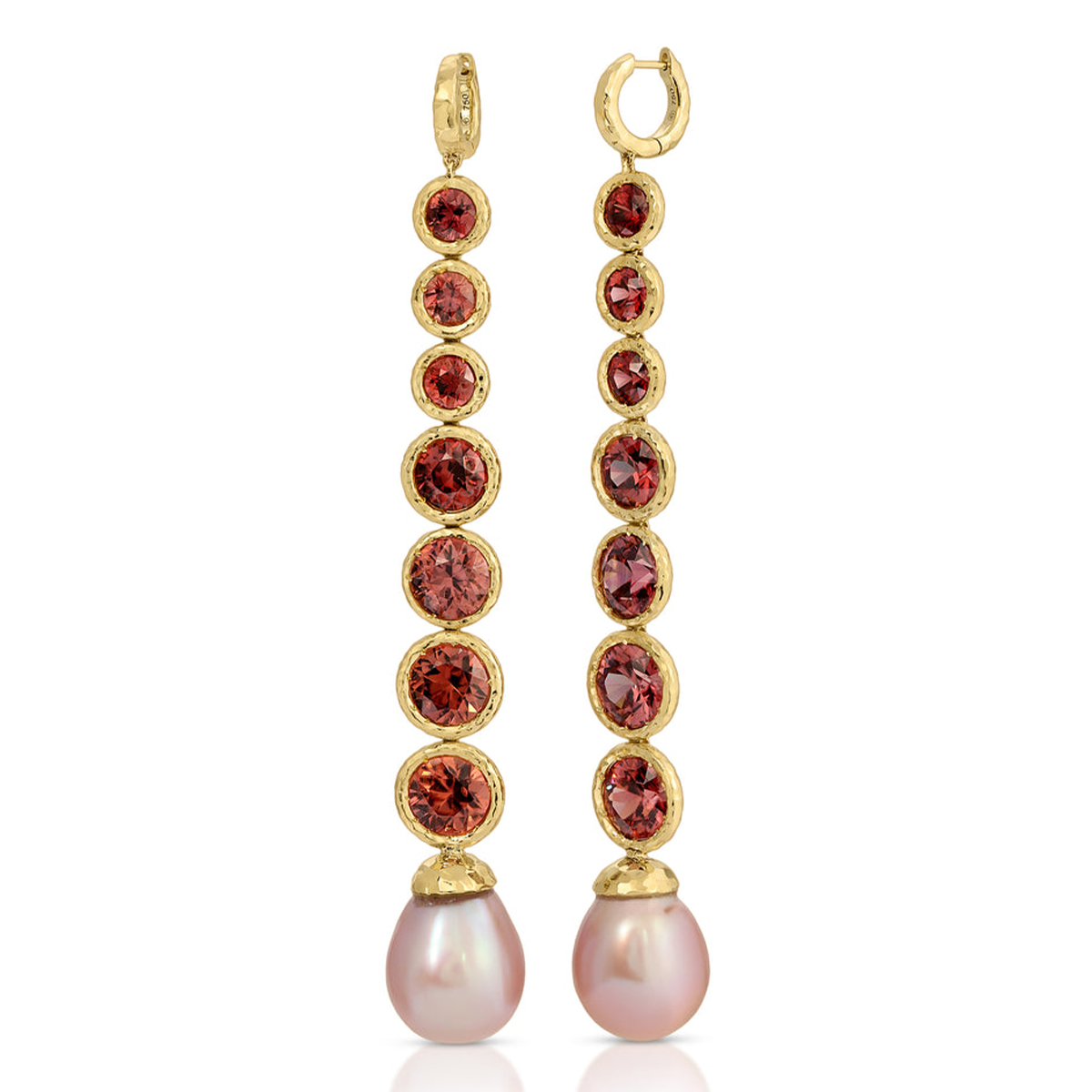 Octavia Elizabeth Pink Spinel and Pink Pearl Drop Earrings