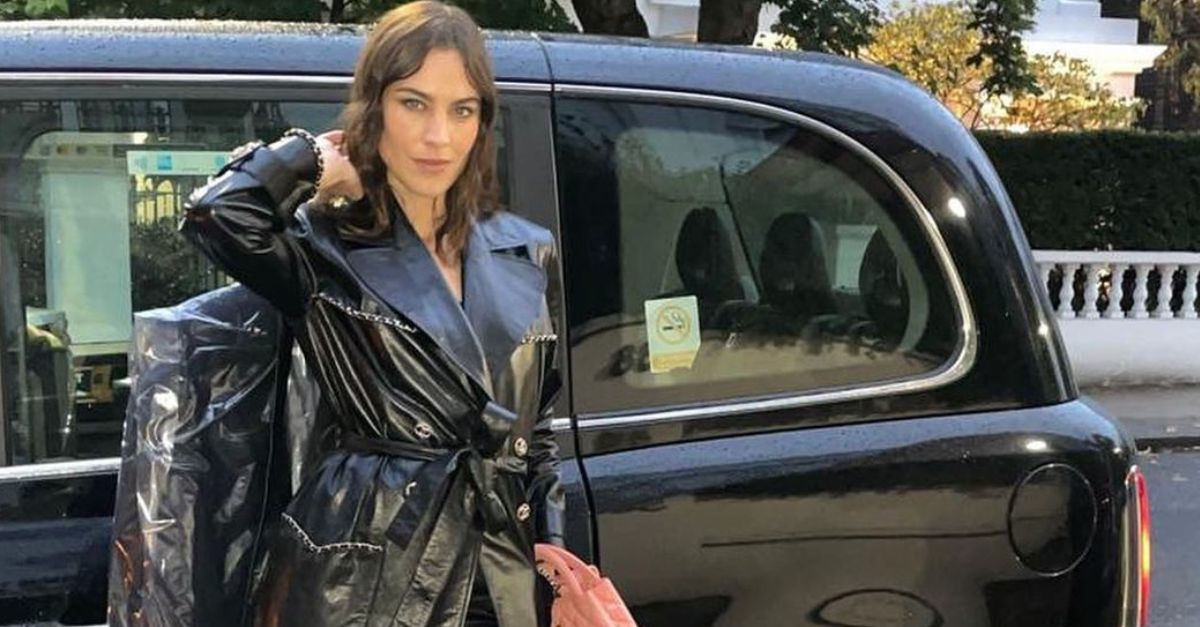 Alexa Chung Just Wore a Black Leather Trench Coat