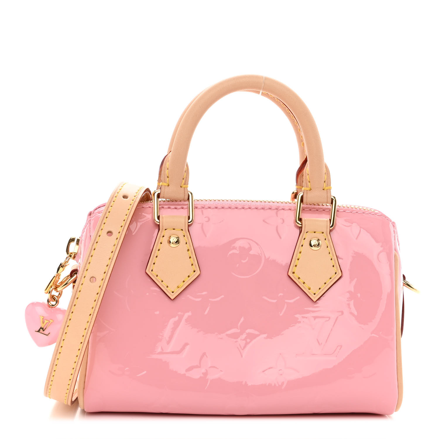 Nano speedy / mini hl leather handbag Louis Vuitton Pink in