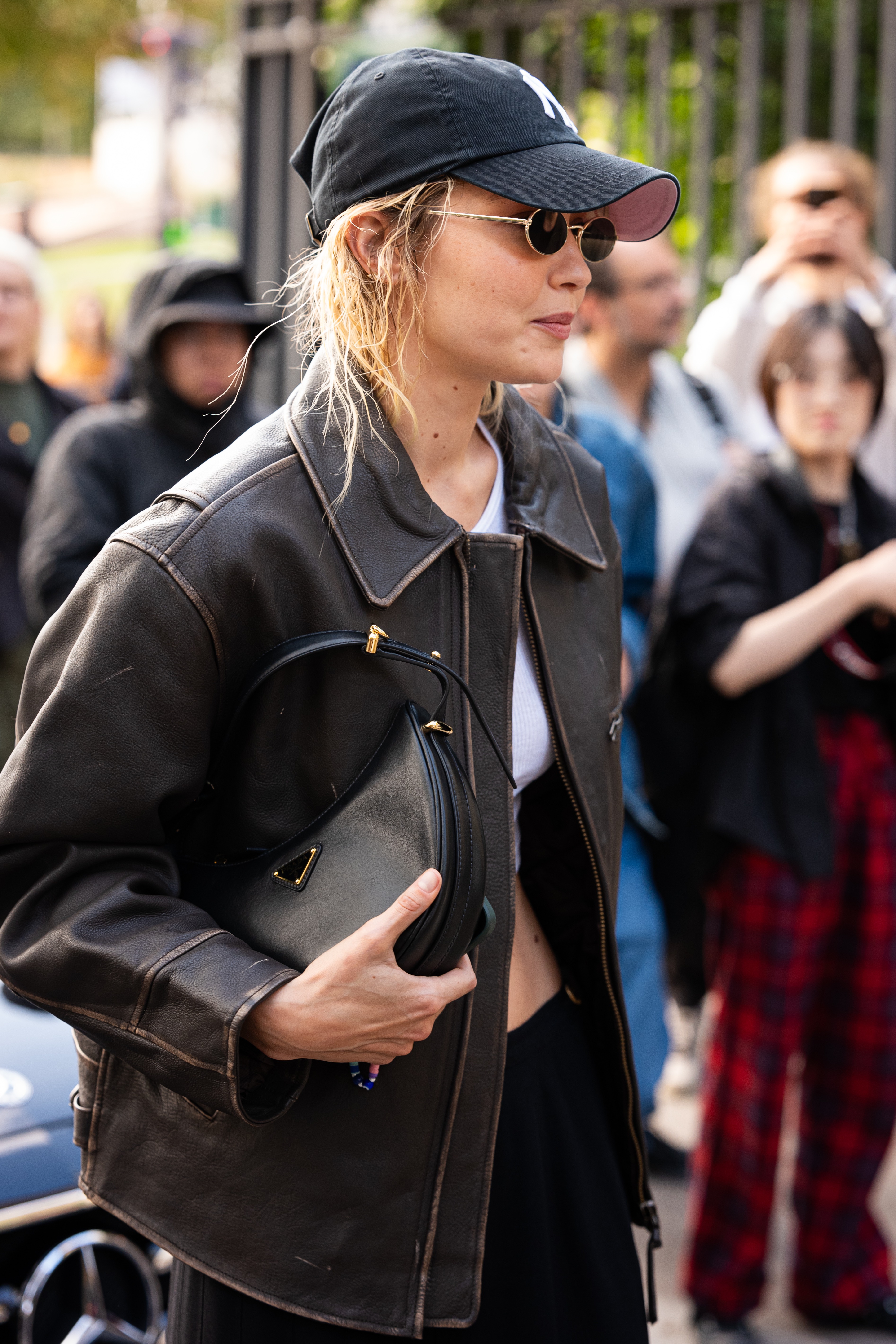Prada - Arqué Leather Top Zip Shoulder Bag