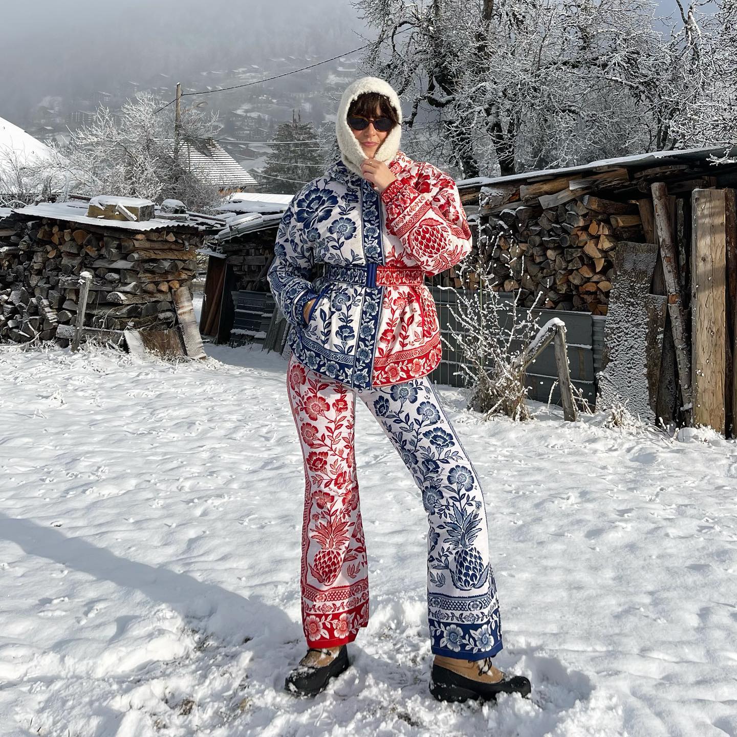 printed womens ski suit outfit