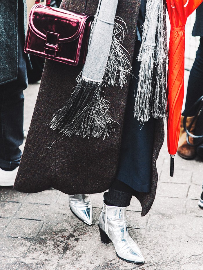 what to wear with metallic shoes street style